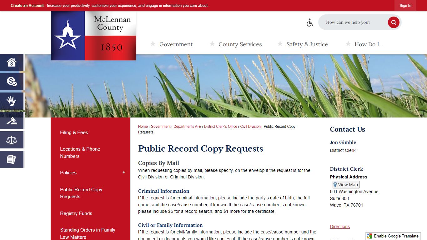 Public Record Copy Requests | McLennan County, TX