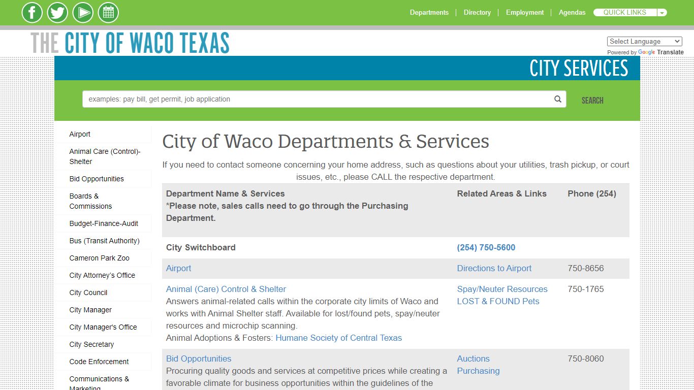 Departments - City of Waco, Texas